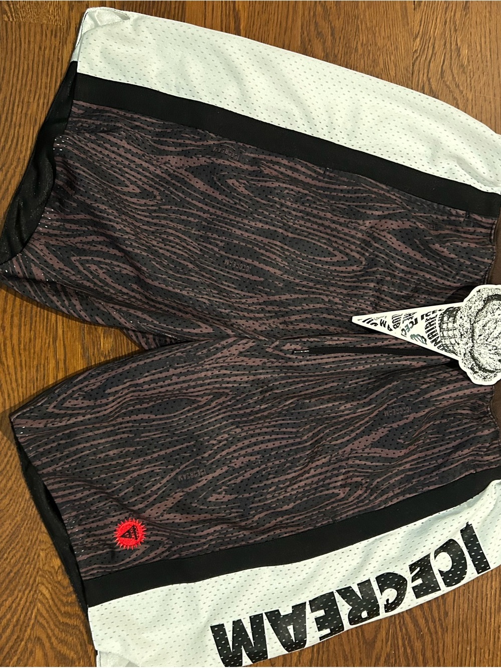 Icecream Brown Shorts with Blue and Red Trim